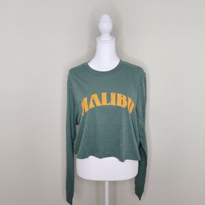 Victoria's Secret PINK Forest Malibu Premium Cotton Cropped Longsleeve T-Shirt L